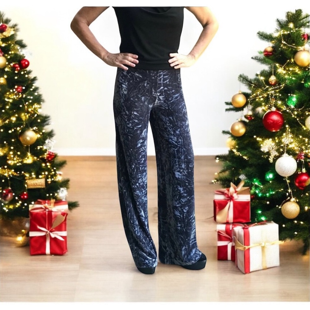 Kensie Wide Leg Pants Crushed Velvet Pull On